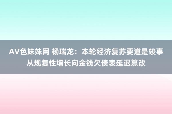 AV色妹妹网 杨瑞龙：本轮经济复苏要道是竣事从规复性增长向金钱欠债表延迟篡改