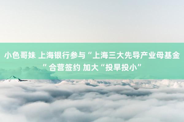 小色哥妹 上海银行参与“上海三大先导产业母基金”合营签约 加大“投早投小”