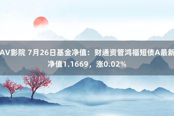 AV影院 7月26日基金净值：财通资管鸿福短债A最新净值1.1669，涨0.02%