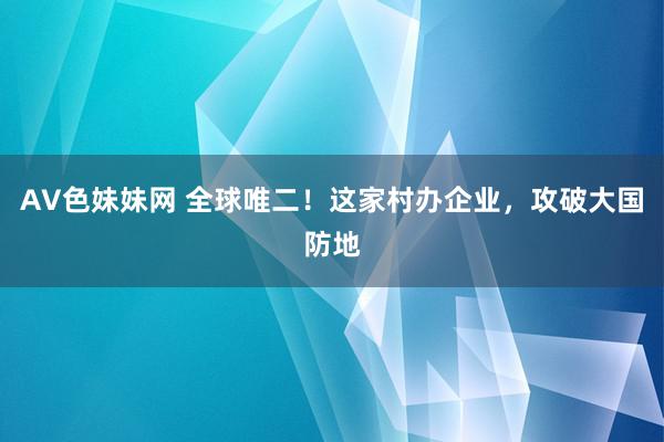 AV色妹妹网 全球唯二！这家村办企业，攻破大国防地