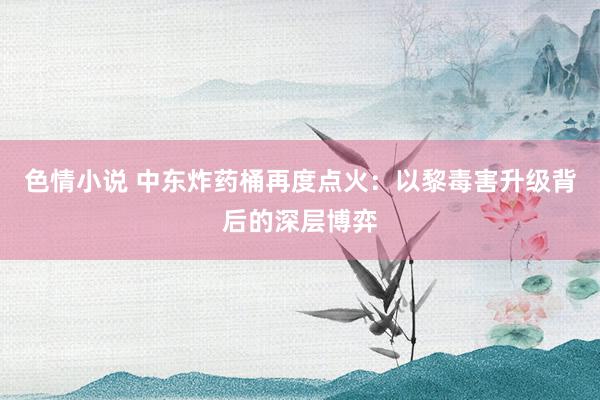 色情小说 中东炸药桶再度点火：以黎毒害升级背后的深层博弈