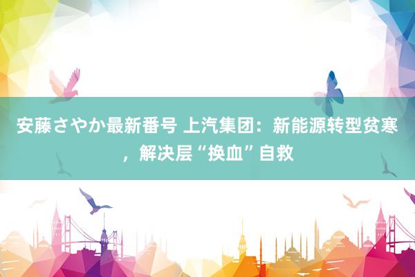 安藤さやか最新番号 上汽集团：新能源转型贫寒，解决层“换血”自救