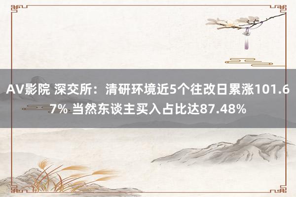 AV影院 深交所：清研环境近5个往改日累涨101.67% 当然东谈主买入占比达87.48%