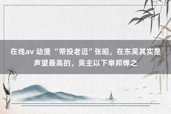 在线av 动漫 “带投老迈”张昭，在东吴其实是声望最高的，吴主以下举邦惮之