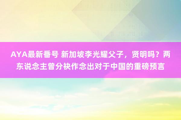 AYA最新番号 新加坡李光耀父子，贤明吗？两东说念主曾分袂作念出对于中国的重磅预言